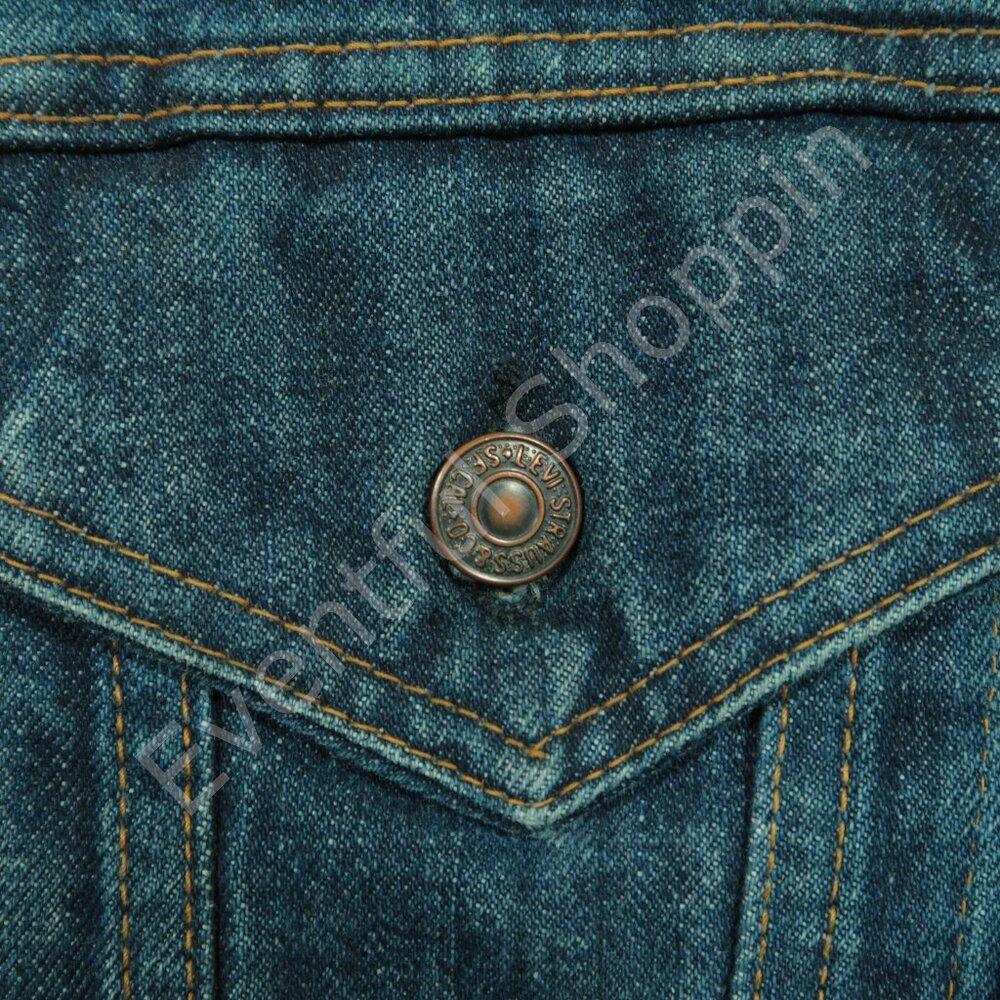 Vintage Levis Type 3 Trucker Jacket Mens M Blue Big E Worn Thrashed 1960s III - Picture 6 of 9